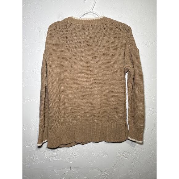 J Crew tan knit crew neck sweater womens small style AR538 preppy classic - Picture 5 of 8